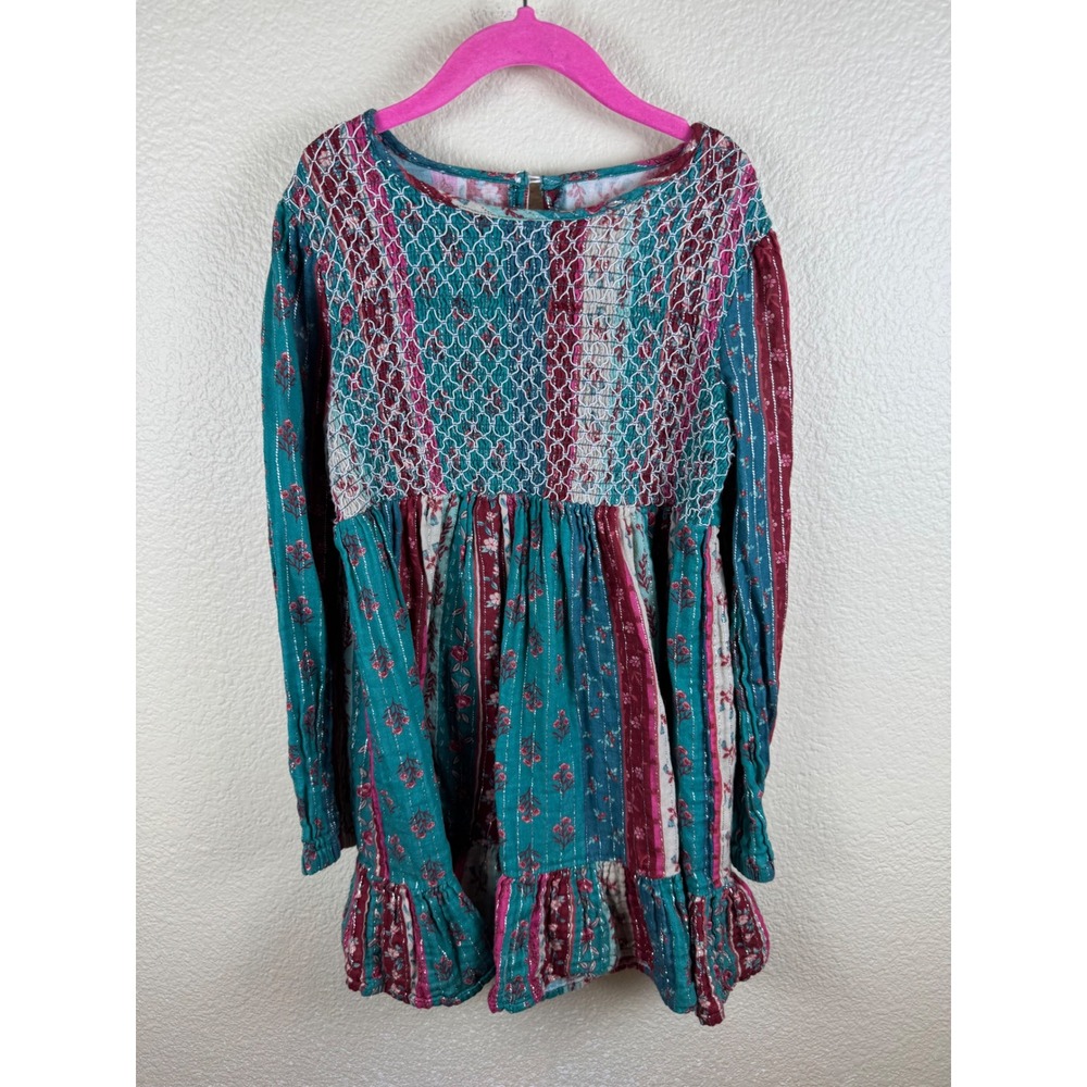Peek Kids Floral Stripe Smocked Dress Girls Size 8‎ Flowy Boho Indie